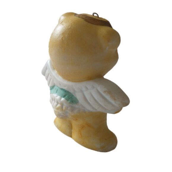 Vintage Ceramic Teddy Bear Ornament Handpainted 1980s Guardian Angel Wings - Picture 8 of 16